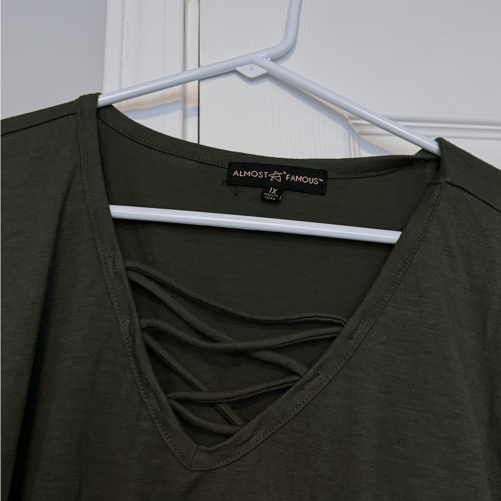 Almost Famous Green Cut Out Blouse